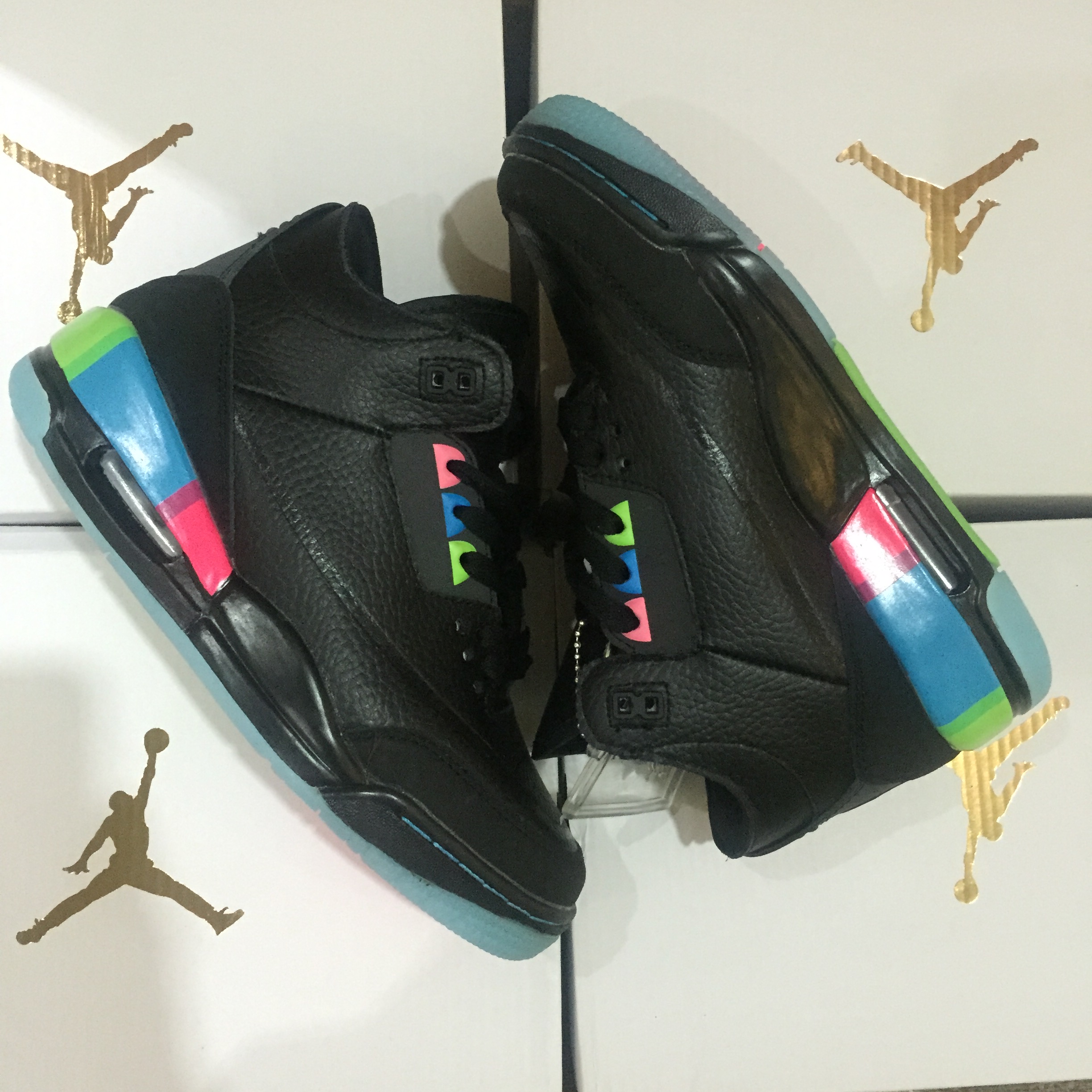 Women Air Jordan 3 Retro Black Rainbow Shoes